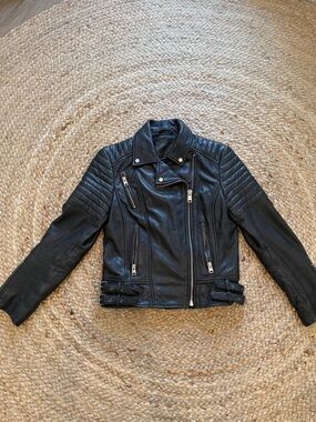 All Saints Black Quilted Leather Moto Jacket